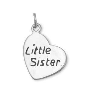 Oxidized "Little Sister" Heart Charm