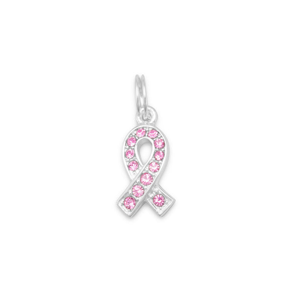 Pink Glass Awareness Ribbon Charm