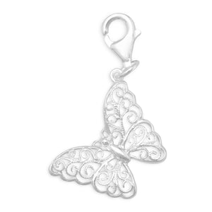 Filigree Butterfly Charm with Lobster Clasp