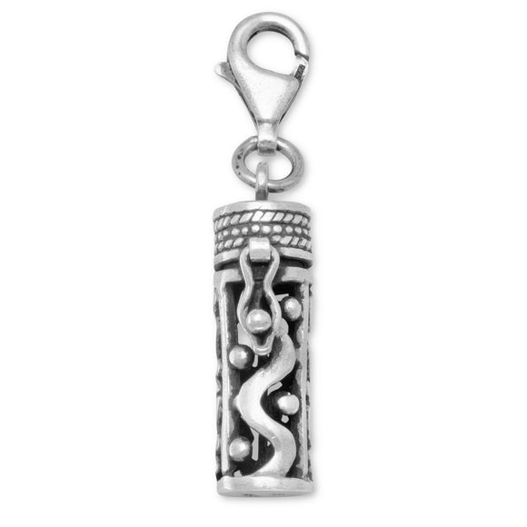 Oxidized Prayer Box Charm with Lobster Clasp