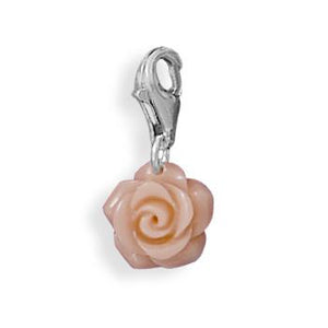 Glass Rose Charm with Lobster Clasp