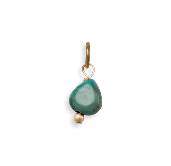 14/20 Gold Filled Reconstituted Turquoise Nugget Charm - December Birthstone