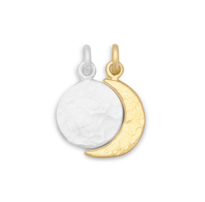 Two Tone Full Moon and Crescent Moon Charm Set