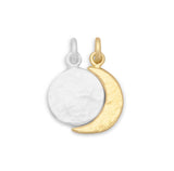 Two Tone Full Moon and Crescent Moon Charm Set
