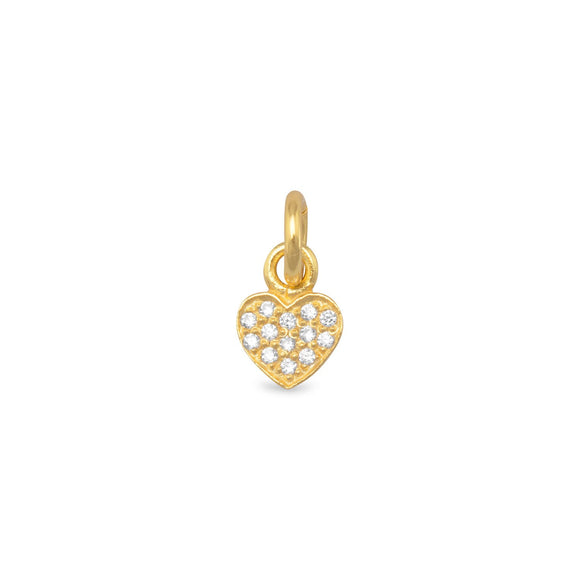 Tiny 14 Karat Gold Plated CZ Heart Charm