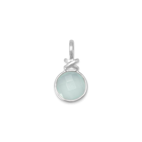 Faceted Sea Green Chalcedony Pendant with 