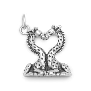 Heart Shaped Giraffes Charm