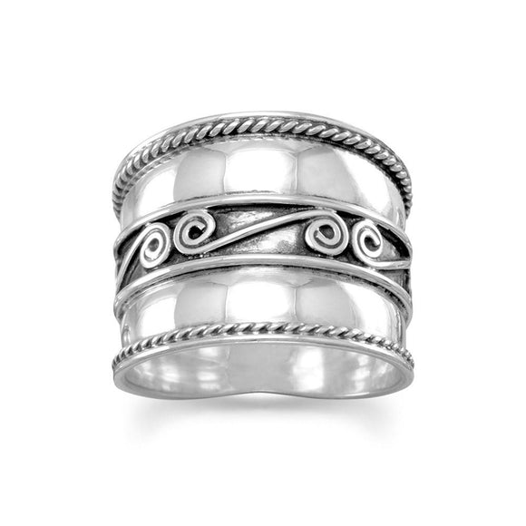 Bali Ring with Spirals and Rope Edge