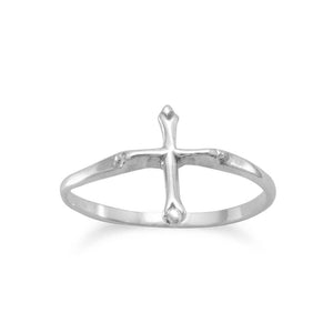 Small Polished Cross Ring