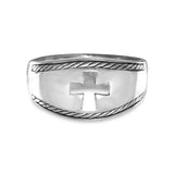 Oxidized Cut Out Cross Ring