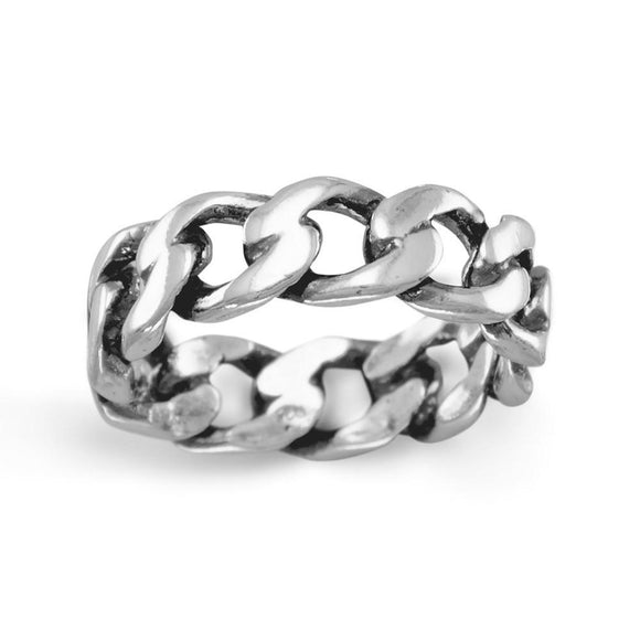 Oxidized Curb Chain Ring