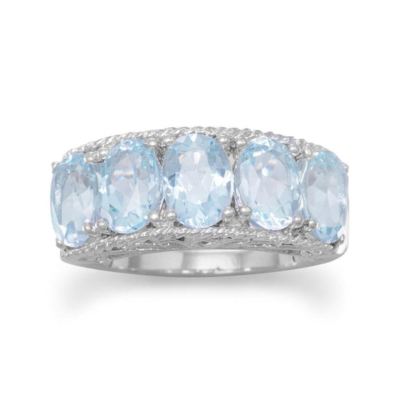 Five Stone Blue Topaz Ring