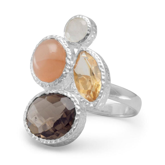 Moonstone, Citrine and Quartz Ring