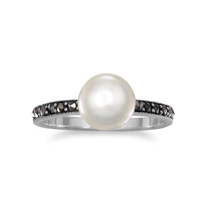 Marcasite and Cultured Freshwater Pearl Ring