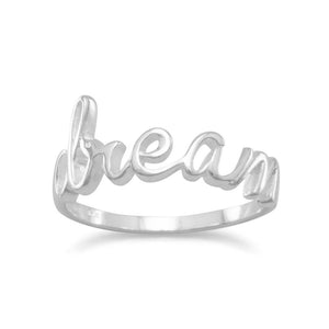 Polished Script "dream" Ring