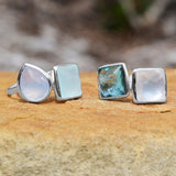 Large Square Freeform Faceted Hydro Quartz Stackable Ring