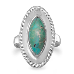 Oxidized Marquise Reconstituted Turquoise Ring
