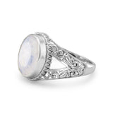 Oxidized Ornate Rainbow Moonstone Ring