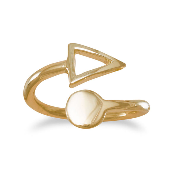 14K Gold Plated Open Ring with Circle and Triangle Ends