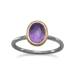 Two Tone Oval Amethyst Ring