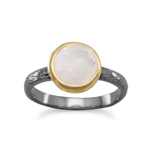 Two Tone Faceted Rainbow Moonstone Ring