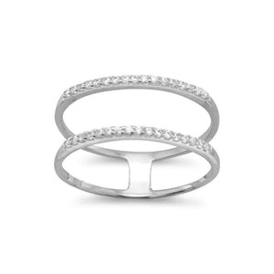 Rhodium Plated Double Row CZ Ring