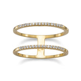18 Karat Gold Plated Double Row CZ Ring