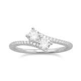 Rhodium Plated Double CZ Ring with CZ Band