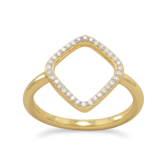18 Karat Gold Plated Signity CZ Kite Design Ring