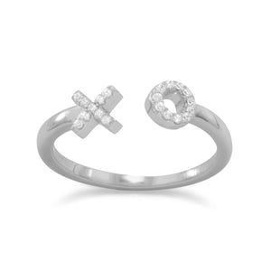 Rhodium Plated CZ "X" and "O" Ring