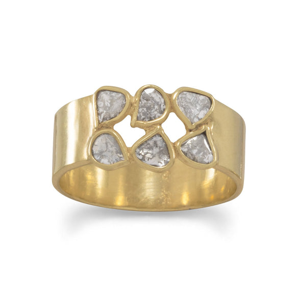 14 Karat Gold Plated Polki Diamond Ring