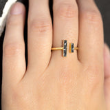 14 Karat Gold Plated Glass and Diamond Chip Ring