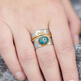 Two Tone Stabilized Turquoise Ring