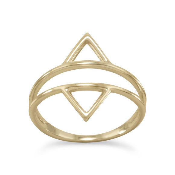 14 Karat Gold Plated Double Triangle Ring