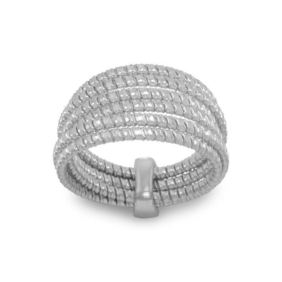 Rhodium Plated 6 Row Ring