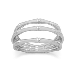 Rhodium Plated Bamboo Ring