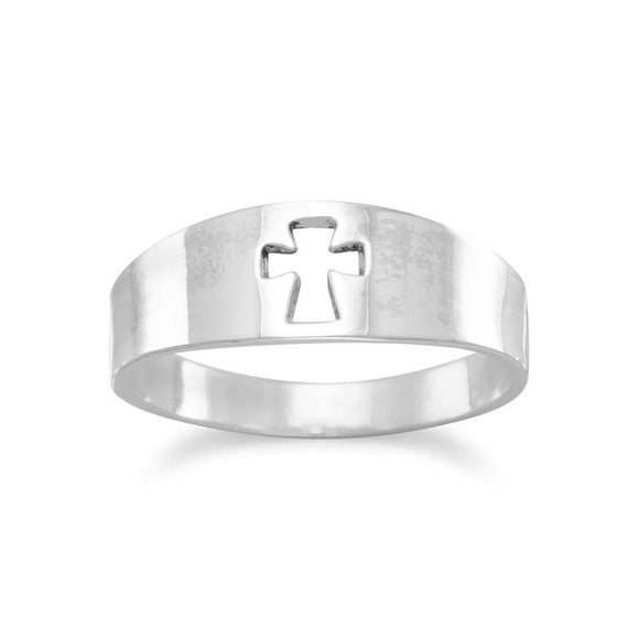 Small Band with Cut Out Cross Ring