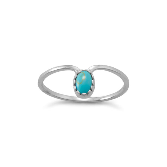 Rhodium Plated Turquoise Drop Ring