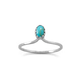 Rhodium Plated Turquoise Drop Ring