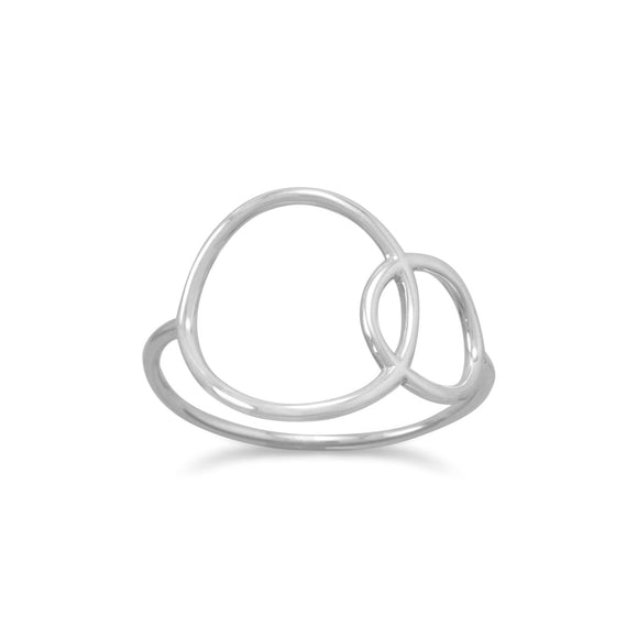 Rhodium Plated Open Circle Ring