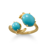 14 Karat Gold Plated Decorative Branch and Turquoise Split Ring