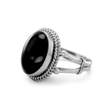 Oval Black Onyx Rope Edge Ring