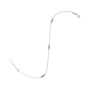 11" + 1" Rhodium Plated Anklet with Beads