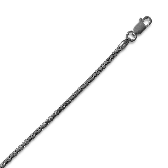 Black Rhodium Plated Popcorn Chain Necklace (2.2mm)