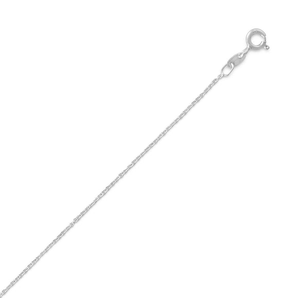 025 Rhodium Plated Cable Chain Necklace (0.6mm)