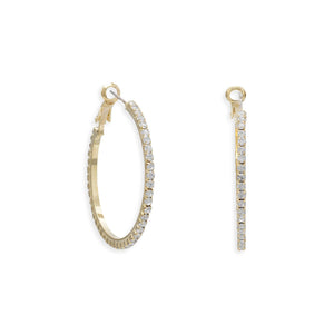 Gold Tone Crystal Fashion Hoop Earrings