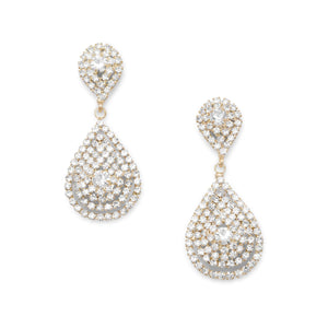 Elegant Gold Tone Tear Drop Crystal Fashion Earrings