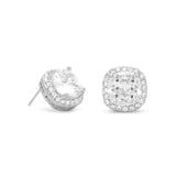 Soft Square Clear CZ Fashion Post Earrings