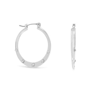Silver Tone Fashion Hoops with Crystals