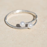 Crystal and Simulated Pearl Fashion Memory Bracelet